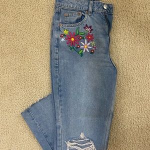 Embroidered Mom Jeans